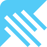 Abstract geometric logo with light blue shapes forming three parallel diagonal lines and a large corner block on a white background. The design is modern and symmetrical.